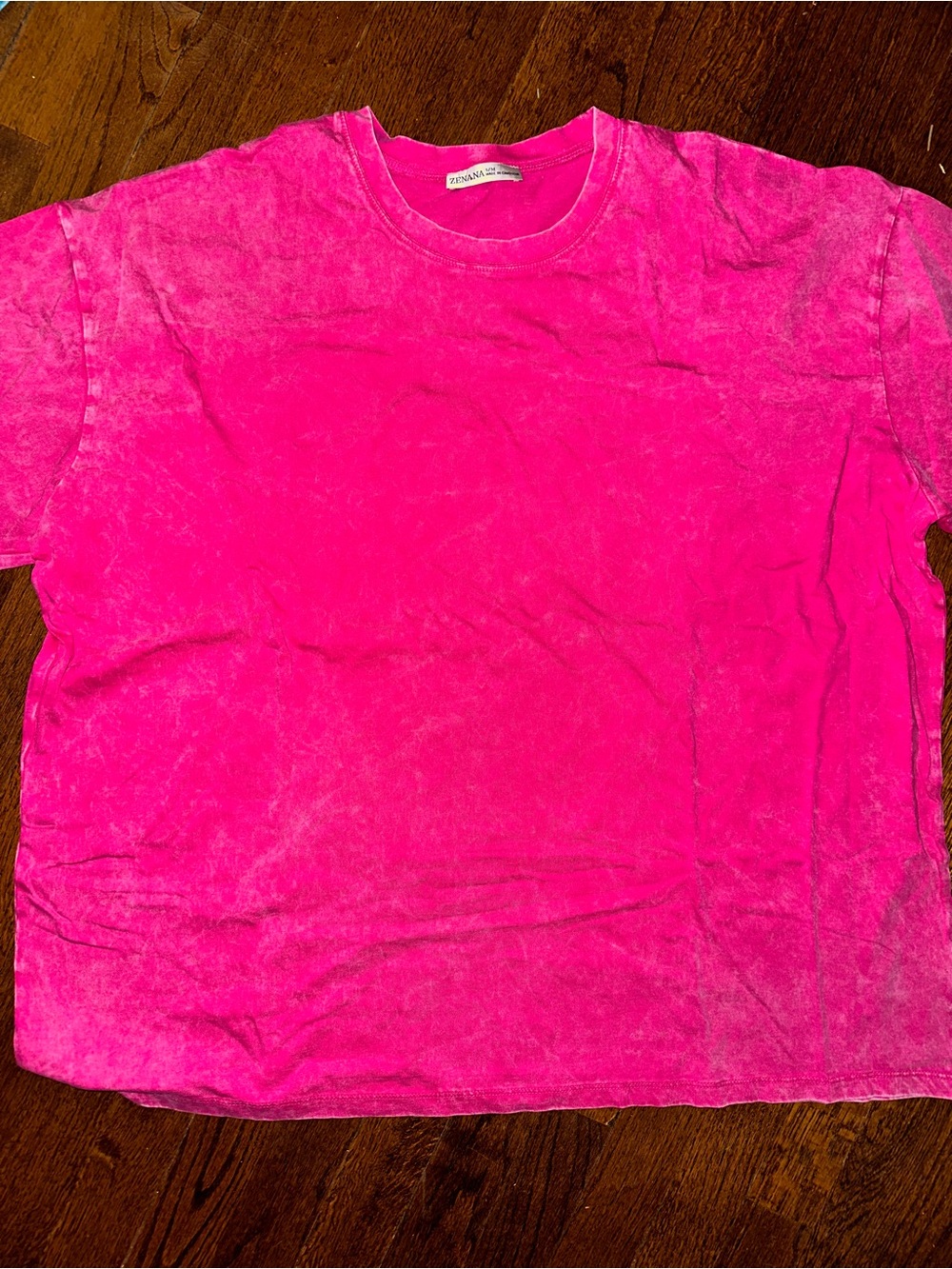 Zenana Acid Wash Hot Pink Short Sleeve Oversized Boxy Tee - NWOT S/M